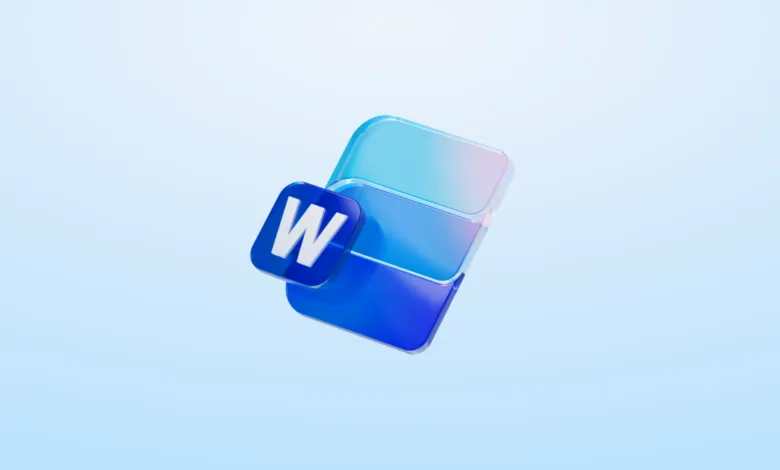 Microsoft Word icon with a blue 'W' and layered background.