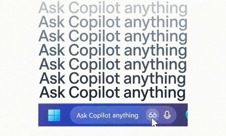 Screenshot of Windows Copilot interface with 'Ask Copilot anything' prompt.