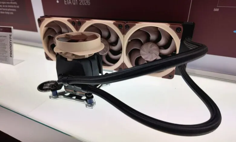 Noctua all-in-one liquid cooler prototype with three fans.