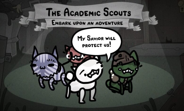 Cartoon image of 'The Academic Scouts' with cats embarking on an adventure.