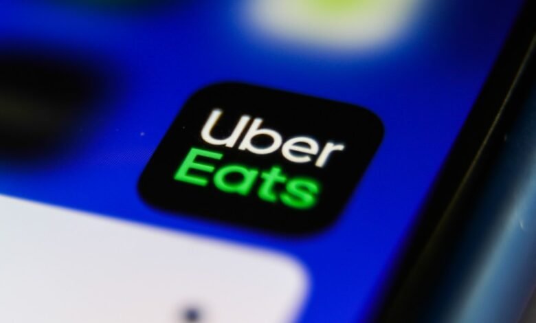 Uber Eats app icon on a smartphone screen, close-up view.