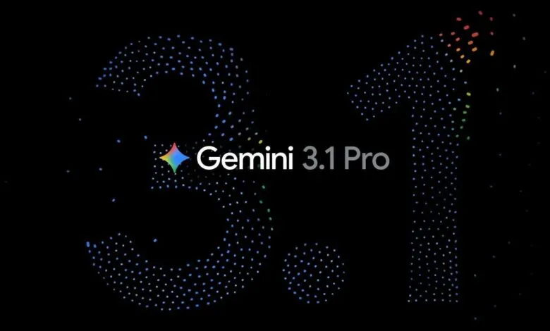 Gemini 3.1 Pro logo on black background with colorful dots.