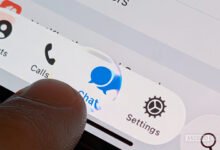 Finger touching 'Chat' icon on a phone's quick access menu.