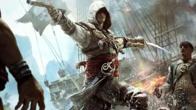 Assassin's Creed Black Flag character, Edward Kenway, in action pose.