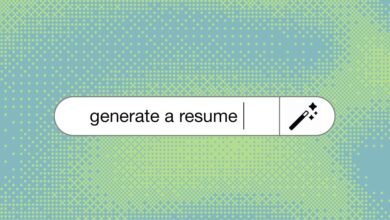 Search bar with 'generate a resume' and a magic wand icon.