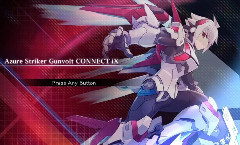 Azure Striker Gunvolt CONNECT iX game title screen with anime character.