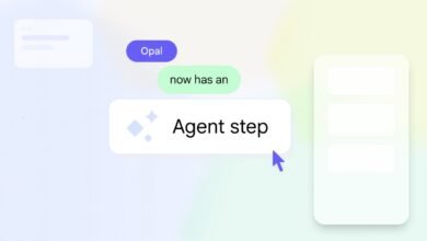 Opal chat interface showing 'Agent step' feature with cursor.