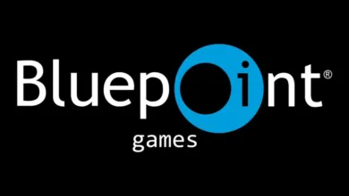 Bluepoint Games logo with white text and a blue circle on a black background.