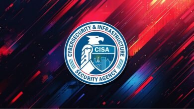 CISA logo: eagle, circuit, city skyline on abstract background.