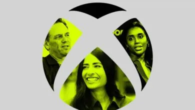 Xbox logo featuring Phil Spencer, Sarah Bond, and Kareem Choudhry.