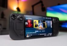 Steam Deck handheld console showing recent games menu.