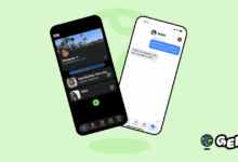 Two smartphones displaying the Germ social media app interface.