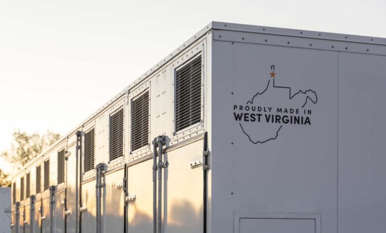 Exterior view of a white container with 'Proudly Made in West Virginia' logo.