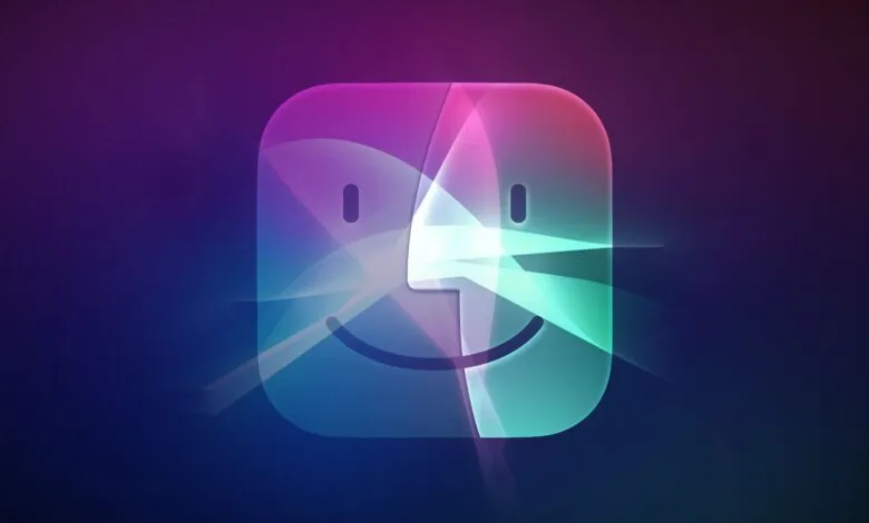 Finder icon with Siri overlay on a gradient background.