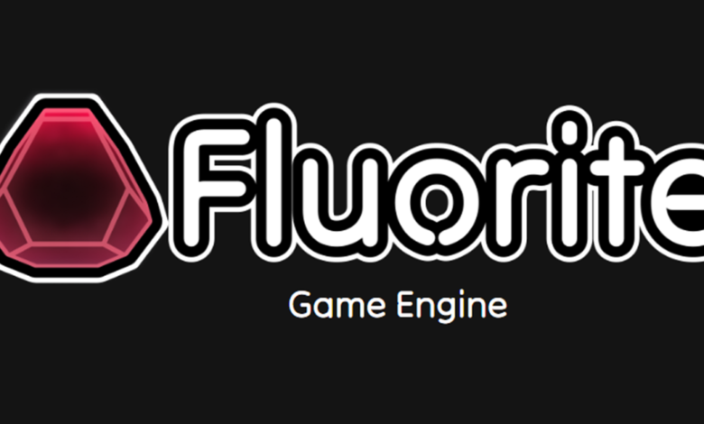 Fluorite Game Engine logo with a red crystal icon.