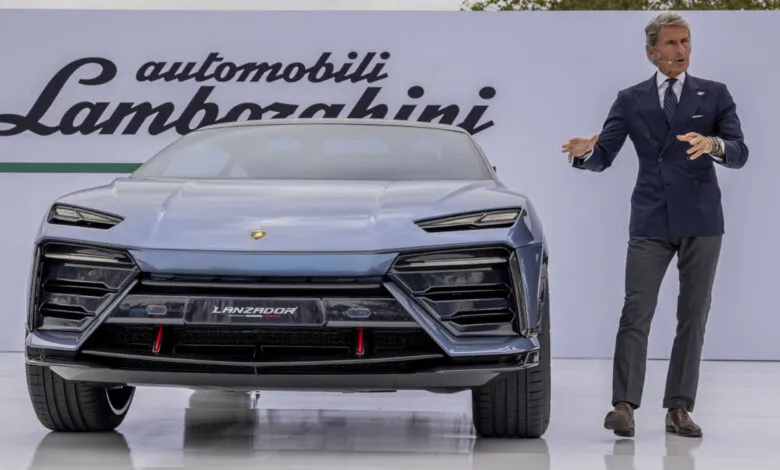 Stephan Winkelmann presents the Lamborghini Lanzador electric concept car.