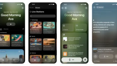 Huxe app interface showing personalized news, events, and AI-related content on a smartphone.