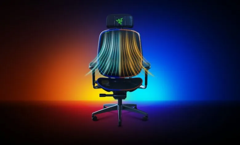 Razer Iskur gaming chair with breathable design, shown from the back.