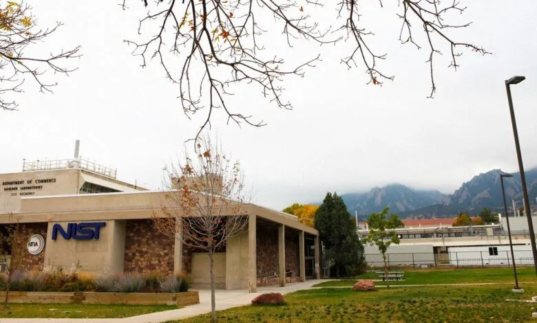 NIST Boulder Laboratories building on a cloudy day.
