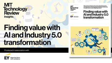 MIT Technology Review Insights cover: Finding value with AI and Industry 5.0 transformation.