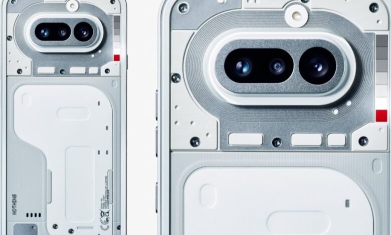 Close-up of the back design of a Nothing Phone, showcasing its unique aesthetic.