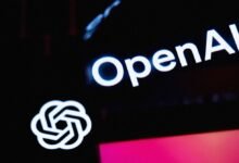 OpenAI logo and text displayed on a dark screen.