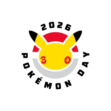 Pokemon 30th anniversary logo featuring Pikachu silhouette and number 30.
