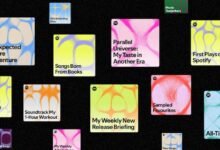 Spotify playlist covers with titles like 'Unexpected Genre Adventure' and 'All-Time Favs'.