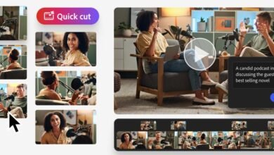 Podcast editing interface with 'Quick cut' feature highlighted.