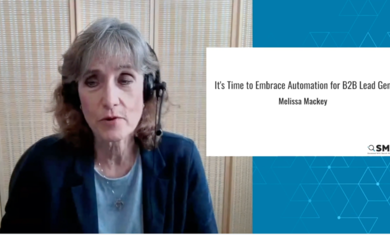 Melissa Mackey presents on B2B lead generation automation via webinar.