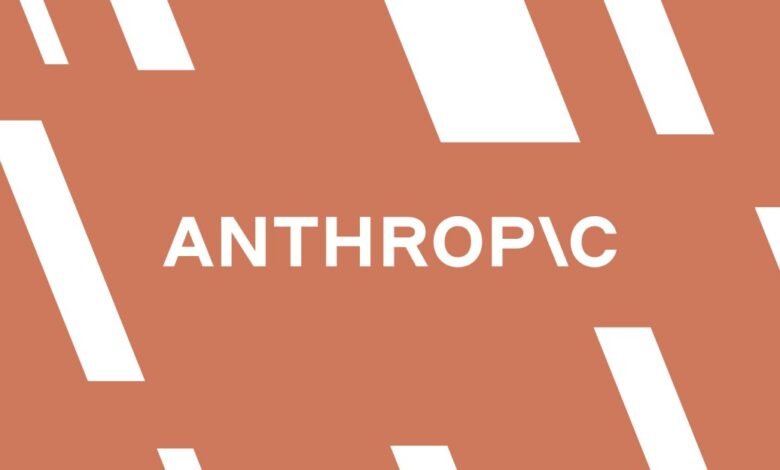 Anthropic logo on terracotta background with white geometric shapes.