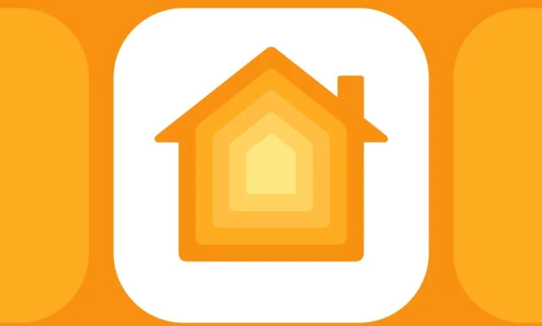 Apple Home app icon: layered orange house on white background.
