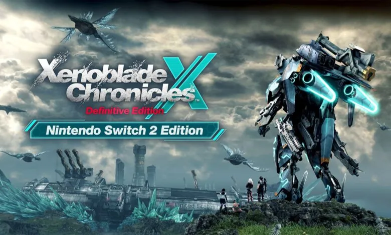 Xenoblade Chronicles X: Definitive Edition for Nintendo Switch 2, featuring a mech and alien landscape.