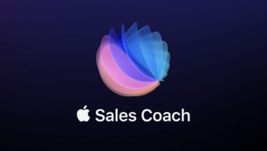 Apple Sales Coach logo with colorful abstract design on dark background.