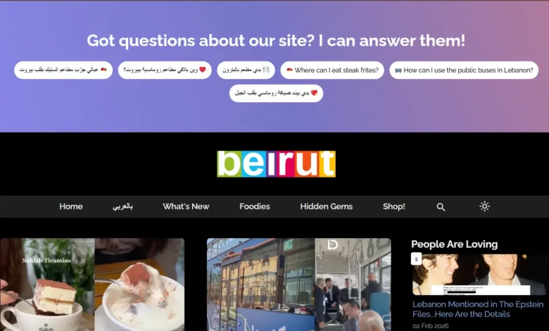 Screenshot of Beirut.com website featuring food, travel, and local information.