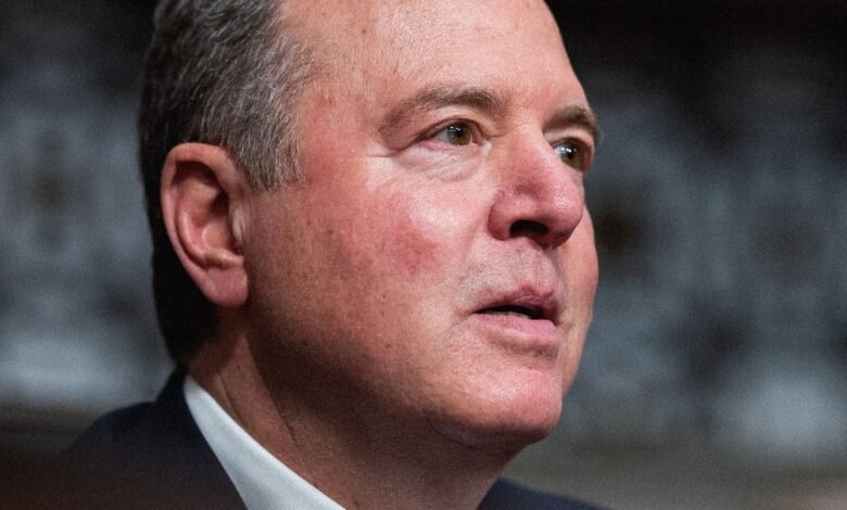 Close-up of Adam Schiff, politician, looking off-camera.