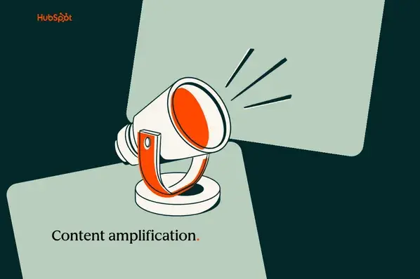Illustration of a spotlight with the words 'Content amplification.'