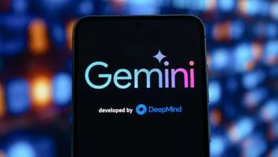 Gemini AI logo on a smartphone screen, developed by DeepMind.