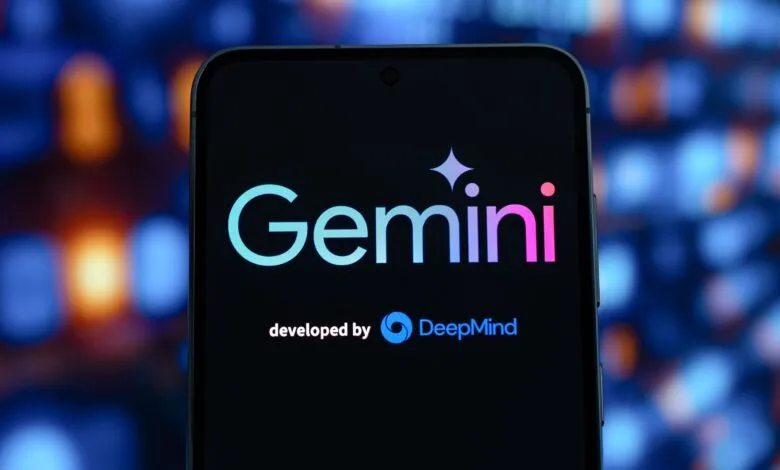 Gemini AI logo on a smartphone screen, developed by DeepMind.