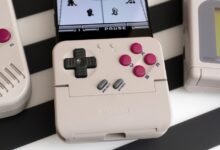 GameSir controller attached to phone, reminiscent of classic Game Boy.