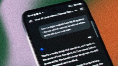 Smartphone displaying Google AI overview conversation with Gemini model.