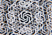 ChatGPT logo repeated in a geometric, kaleidoscope-like pattern.