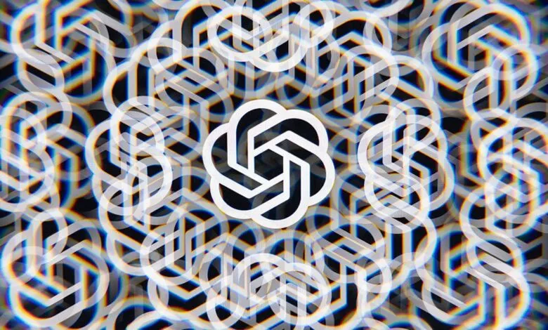 ChatGPT logo repeated in a geometric, kaleidoscope-like pattern.
