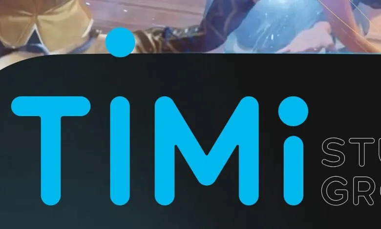 TiMi Studio Group logo in blue against a dark background.