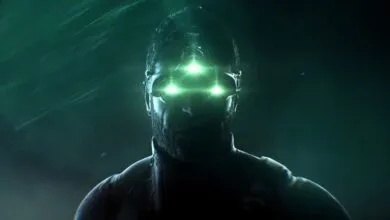 Sam Fisher from Splinter Cell with glowing green goggles.