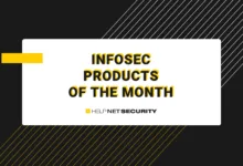 Infosec Products of the Month graphic with black and yellow design.