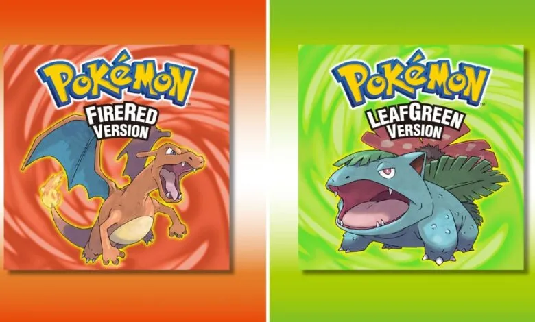 Pokemon FireRed and LeafGreen game covers featuring Charizard and Venusaur.