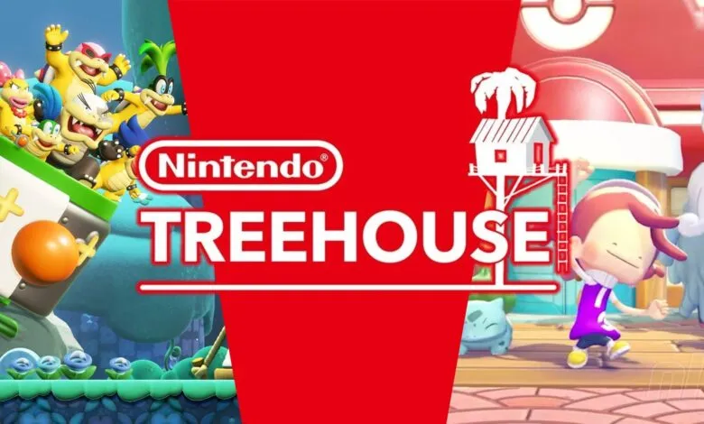 Nintendo Treehouse Live promotional image with Mario and Pokemon characters.
