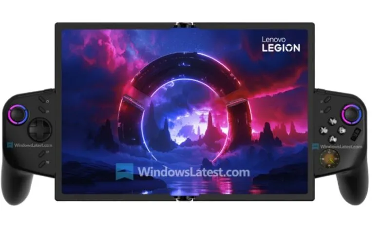 Lenovo Legion Go handheld gaming device with detachable controllers.