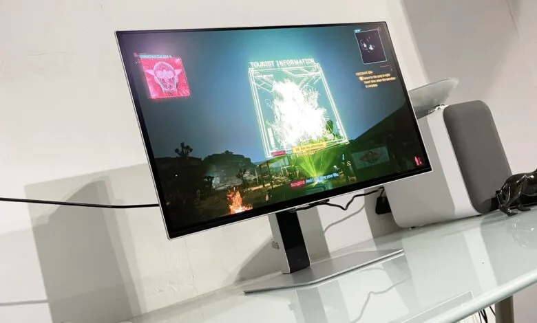 Cyberpunk 2077 gameplay displayed on a modern computer monitor.